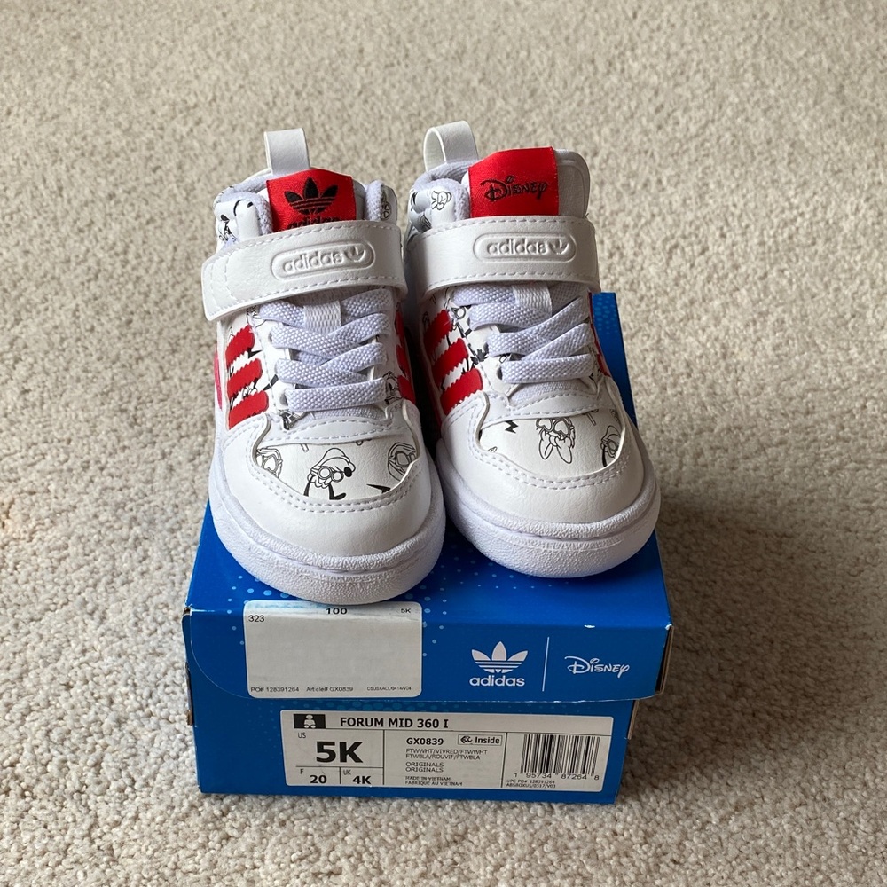 Adidas Kids' Forum Mid 360 Sneakers - Red and White